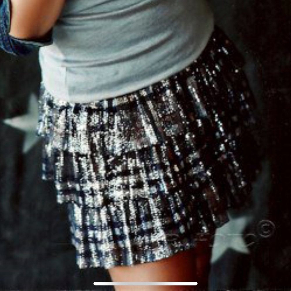 Grey Sequin Layered Skirt